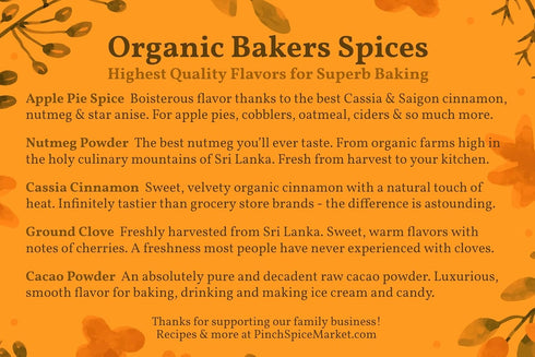 5 Organic Baking Spices Gift Bag: Spices for Baking and More
