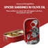Porthos 3 125 Spiced Sardines in hot olive Oil tins x g, / Portugal
