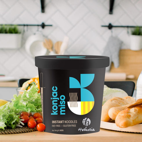 6 Packs Hethstia Konjac Noodles Instant Miso Soup Cup Shirataki Pasta Angel Hair with Low Carb Miso Broth, Ready to Eat