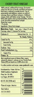 8.4 Oz. 100% PDR Premium Cherry Vinegar - fl. - Natural, Aged in Oak Barrels, Fermented, Unfiltered, Vegan