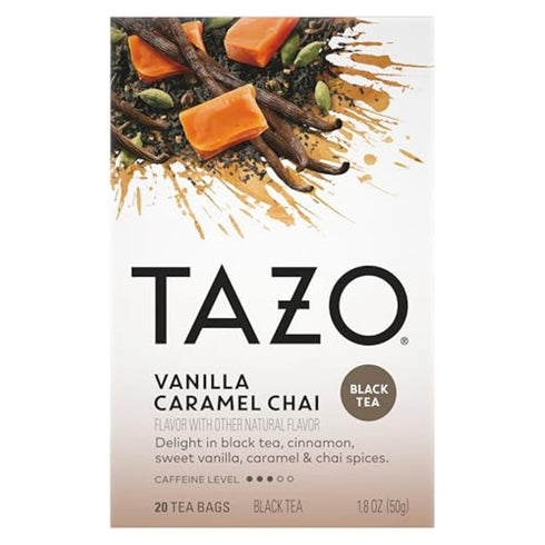 120 (20ct Pack 6) TAZO Chai Tea Bags, Vanilla Caramel Chai, Caffeinated tea, Total Bags