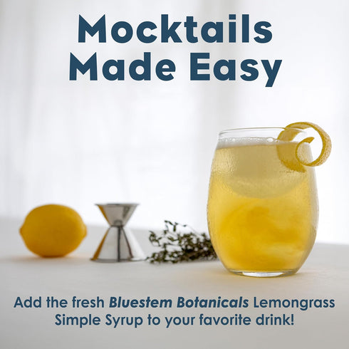 8 oz, Bluestem Botanicals Organic Lemongrass Simple Syrup, Cocktail and Mocktail Mixer for Drinks, Non-Alcoholic