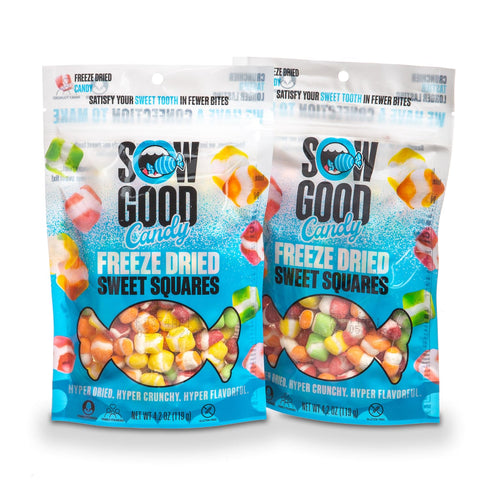 2 Pack Sow Good Freeze Dried Candy Sweet Squares - (Strawberry, Lemon, Orange, Blue Raspberry, Apple)