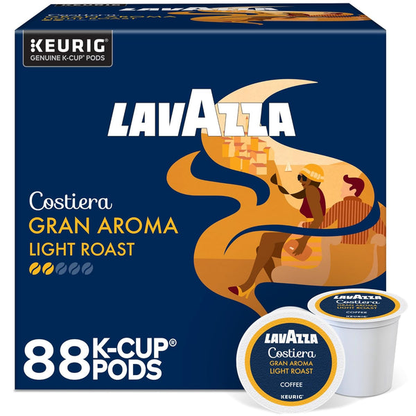 Lavazza Costiera Gran Aroma, Single-Serve Keurig K-Cup Pods, Light Roast Coffee, 88-Count