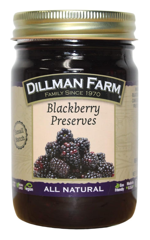 16oz (Pack 6) Dillman Farm All Natural Blackberry Preserves - Gluten-free, Non-GMO, Vegan, Kosher, Preservative Free