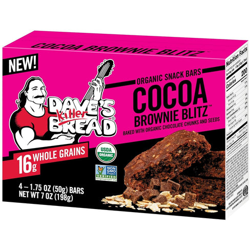 4 1 (Pack 1) Dave's Killer Bread Cocoa Brownie Blitz Organic Snack Bars, Individually Wrapped Snack Bars + Branded