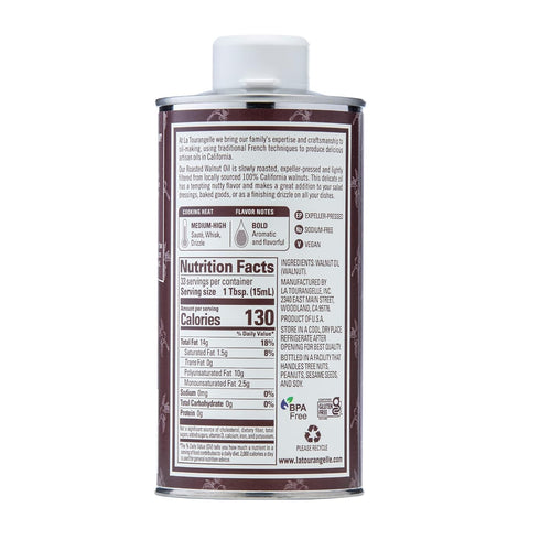La Tourangelle, Roasted Walnut Oil, Plant-Based Source of Omega-3 Fatty Acid, Cooking, Baking, & Beauty, 16.9 Fl Oz