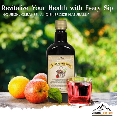 25 oz, 50 Pack 1 MOUNTAIN ESSENTIALS Apple Cider Vinegar with Fruit Juice Blend, Naturally Crafted Beverage Made