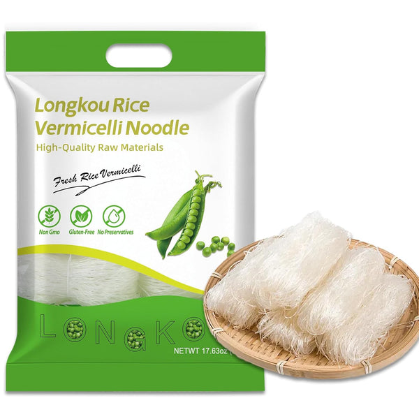 MUYIXUN Longkou Mung Bean Vermicelli,Glass Noodles,Vermicelli Rice Noodles,No Additives,Quick Cooking,Healthy & Delicious for