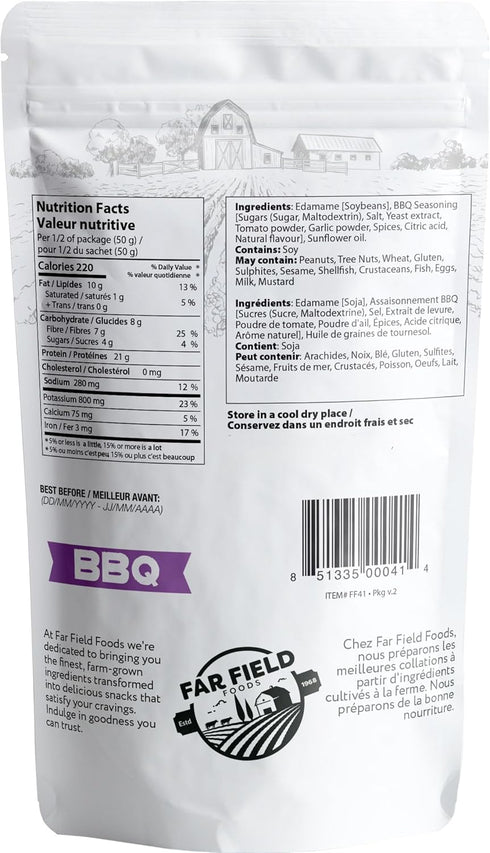 Urbani packed 42 3 3 pack) Far Field - Crunchy Roasted Edamame Beans, ( Salted, BBQ, Cajun ), High Protein Snack with g