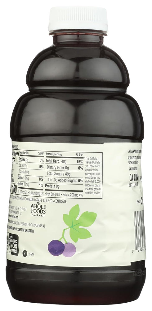 365 100% 32 oz by Whole Foods Market, Organic Juice, Concord Grape, fl