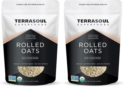 Terrasoul Superfoods Organic Rolled Oats, 2.5 lbs - Gluten-Free | Old-Fashioned |