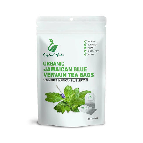 50 100% Jamaican Blue Vervain Tea Bags - Pure Wild-Crafted Herbal Tea Bags for a Smooth and Earthy Brew Healthy
