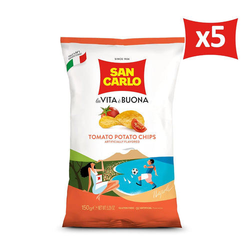 Pack 5X n1 150gr San Carlo Multi Tomato Italian Potato Chips - - for Snacking Bliss
