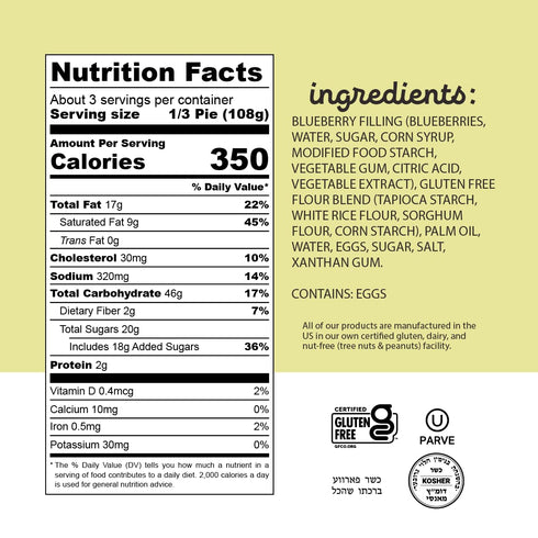 (1 Pack 1 11.5 Katz Gluten Free Personal Size Blueberry Pie | Dairy Free, Nut Free, Soy Free, Gluten Free | Kosher