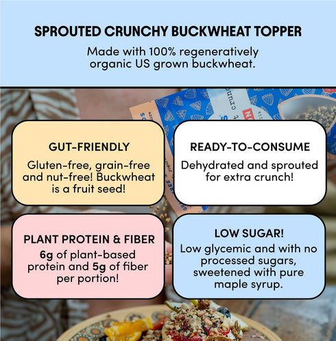 1 Pack, 1lbs) Lil Bucks Sprouted Regeneratively Grown Buckwheat Seeds Paleo Cereal, Gluten-Free Granola, High
