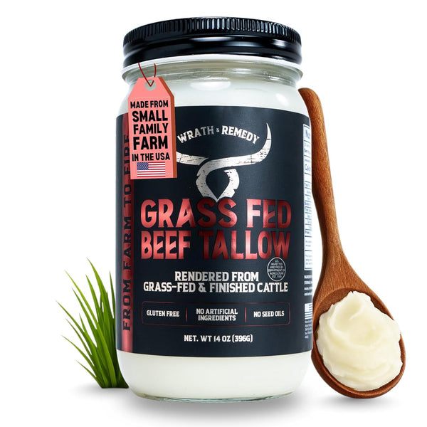 Beef Tallow for Cooking (14 oz) US-Made, 100% Grass-Fed and Finished Beef