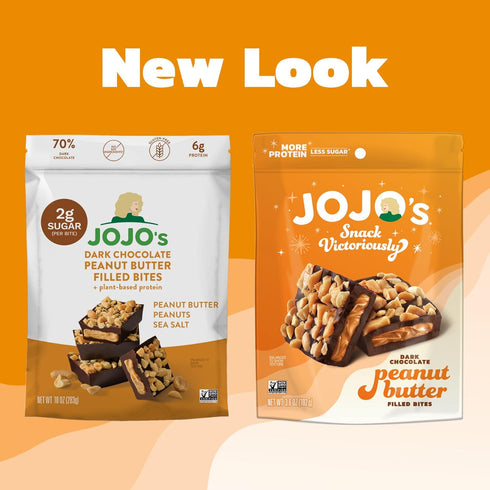 (4 Count) JOJO's Dark Chocolate Peanut Butter Filled, Healthy Snack, Low Sugar, Low Carb, Gluten Free, Non GMO, Paleo