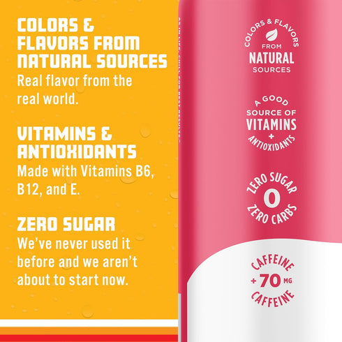 Vitamins,16 oz (Pack 12) Sparkling Ice Caffeine Strawberry Citrus Sparkling Water with Caffeine, Zero Sugar