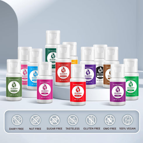 Set 18 0.7 oz Gel Food Coloring Vibrant Colors, Each, Concentrated Gel Based Food Dye for Baking, Icing, Cake