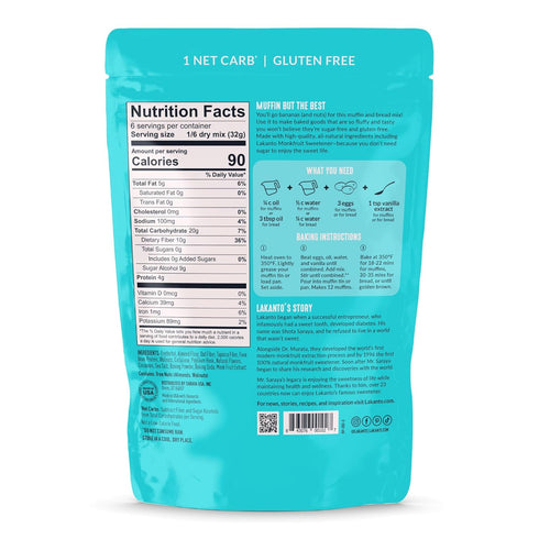2g (12 Lakanto Sugar Free Banana Nut Muffin and Bread Mix - Sweetened with Monk Fruit Sweetener, Net Carbs, Gluten