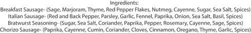 High Plains Spice Company Set 4 Set Sausage Seasoning Sampler Gift of ~ Gift by ~ Gourmet Meat Spice Blends & Rubs