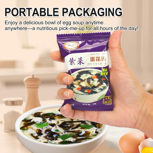 4 0.3 (8 Pack) Egg Flower Soup Mix, Vegetable Mix Soup with Flavors (Laver, Spinach, Mushroom, Tomato), Ounce