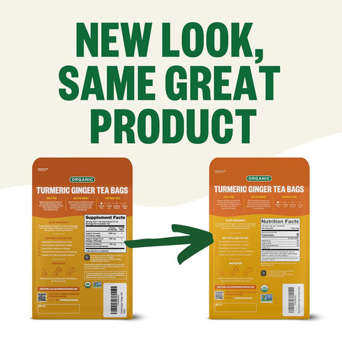 100 Count, Packaging (Pack 1) FGO Organic Turmeric Ginger Tea, Eco-Conscious Tea Bags, May Vary