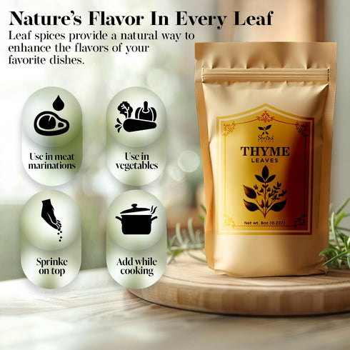 8oz, Shrida Foods Dried Whole Thyme Leaves, Authentic Thyme for Cooking, Seasoning, Soups, Marinades, Freshly Dried