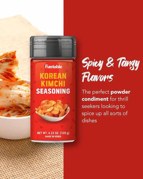 Funtable Kimchi Seasoning (4.2oz) - Authentic Korean Flavor Powder, Easy-to-Use. Perfect Seasoning for Chicken, Nuggets, Fries, Popcorn, Nachos & More.