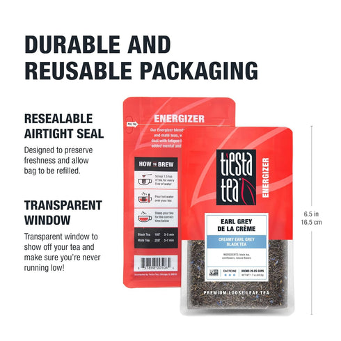 25 1.7 Tiesta Tea - Earl Grey de la Crme, Premium Loose Leaf Tea Blends, Caffeinated Black, Make Hot or Iced & Brews Up