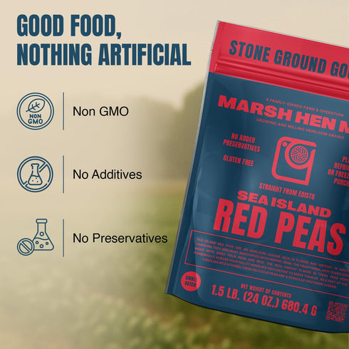 Pack 2, 24 oz Marsh Hen Mill Variety of Sea Island Red Peas & Carolina Gold Rice, Premium Heirloom Southern Legumes