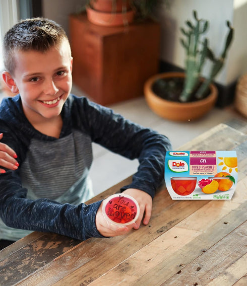 4.3oz 36 Dole Fruit Bowls Peaches in Strawberry Flavored Gel Snacks, Total Cups, Gluten & Dairy Free, Bulk Lunch Snacks