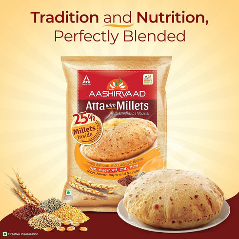 Generic 10 Whole Wheat Atta Flour with Millet, Pound