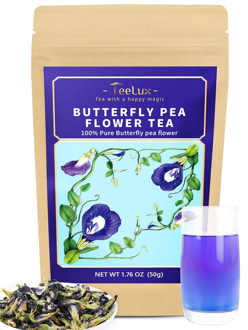 TeeLux Butterfly Pea Flower Tea, Non-GMO, Pure Natural Butterfly Pea Tea, Premium