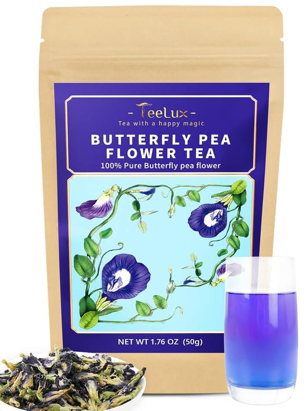 TeeLux Butterfly Pea Flower Tea, Non-GMO, Pure Natural Butterfly Pea Tea, Premium