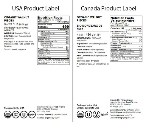 1 Omega-3, Food to Live Organic Walnut Pieces, Pound California Chandler Variety. Medium Size. Non-GMO. Rich