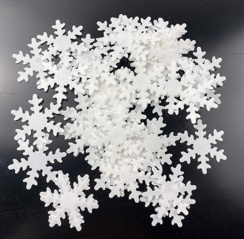 48pcs Edible Christmas Snowflakes, White Cupcake Cake Toppers for Christmas Winter Theme Party