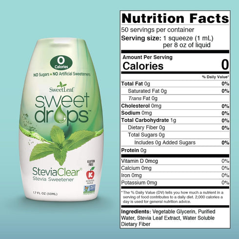 SweetLeaf Sweet Drops Flavored Liquid Sweetener, Stevia Extract, 1.7 Fl Oz (Pack of 1)