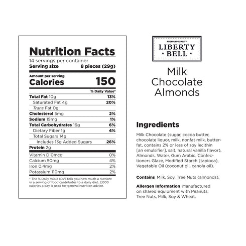 15 Oz Milk Chocolate Covered Almonds | Bag | Roasted Chocolate Covered Nuts | Creamy & Crunchy Snack Nuts | Office