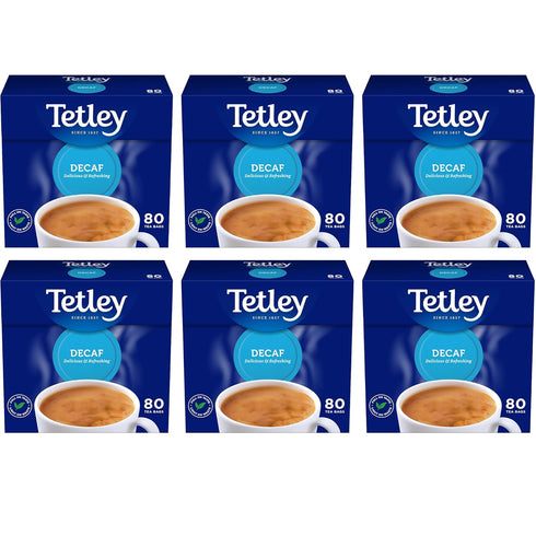 Tetley Decaf 80 Teabags 250 G (Pack Of 6, Total 480 Teabags)