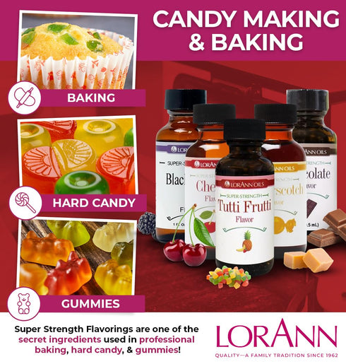 LorAnn Oils Super Strength Flavoring, Tutti Frutti, 0.125 fl oz - Bold Natural Flavors for Candy Making & Baking