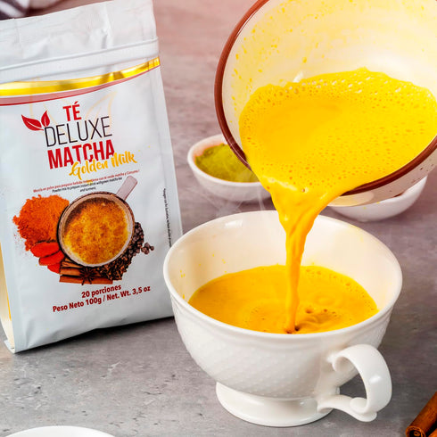 T DELUXE Premium Matcha Golden Milk Powder with Turmeric, Ginger, Almond & Green Tea | Gourmet Spiced Chai Blend