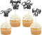 Gyufise 48 Pack Black Glitter Hello 40 Cupcake Toppers for 40th Birthday Anniversary Party Cake Decorations Supplies