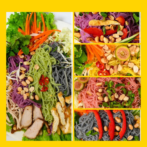 5-Color 3 Packs 8.8 oz Vegetable Rice Vermicelli Noodles Pumpkin, Sweet Potato, Beetroot, Sesame & Moringa Gluten Free