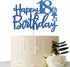 Royal Blue Glitter Happy 18th Birthday Cake Topper, Cheers to 18 Years Party Supplies