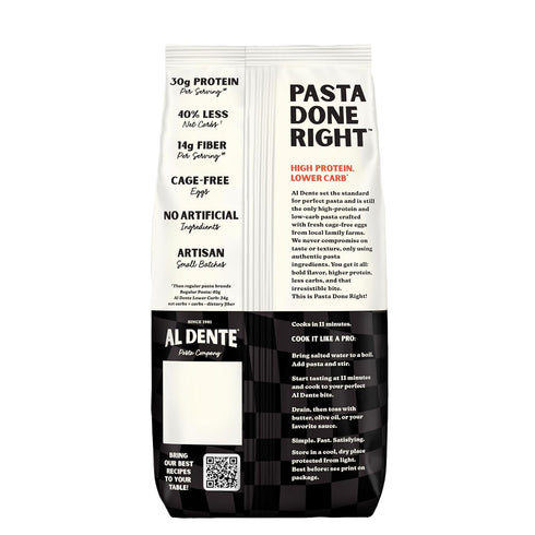 Elbows 30g 10oz (Pack 8) Al Dente Protein Pasta High Protein, Lower Carb, High Fiber. Artisanal Flavor: Cage-Free Eggs