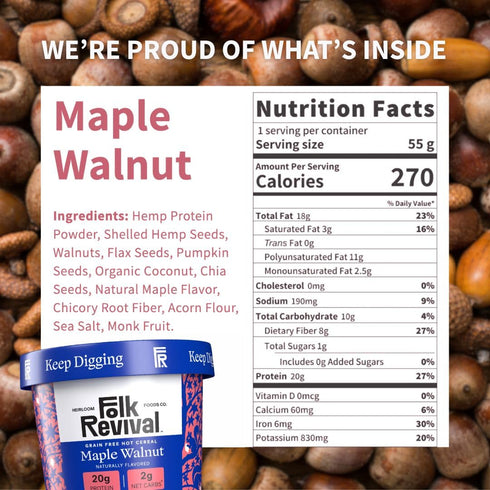 1.94 Folk Revival, Cereal Cup Grain Free Maple Walnut, Ounce