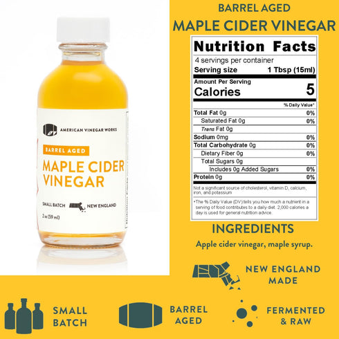 Pack 2oz 5 Pack American Vinegar Works - Apple Cider Vinegar Sampler - Includes Apple, Cranberry, Hot, Wild Blueberry