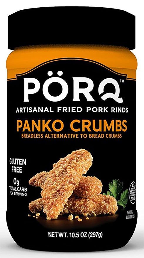 10.5-Ounce (Pack 2) PORQ Artisanal Fried Pork Rinds, Panko Crumbs, Breadless Alternative to Bread Crumbs, Zero Carbs